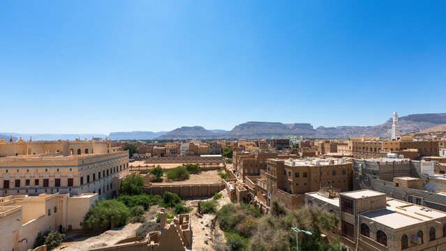Panoramic cityscape of Tarim, Yemen