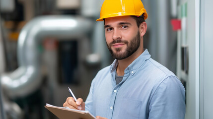 A maintenance supervisor schedules preventive maintenance using computerized system coordinating technicians and tracking equipment history in facility office maintenance