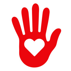 Obraz premium Red hand with heart cutout