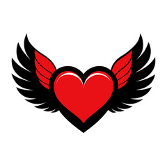 Red heart with black wings