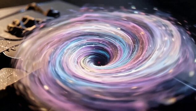 Abstract swirling vortex of colorful light representing a cosmic singularity or an interdimensional portal