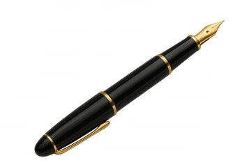Naklejka premium Fountain pen with golden nib and black body, representing luxury, writing, communication, and education on transparent background