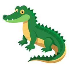 Fototapeta premium Vector art of cartoon illustration of a green crocodile, ideal for educational materials, childrens books, and playful designs