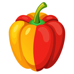 Illustration of a twotone bell pepper, a vibrant and healthy vegetable, perfect for culinary and nutritional themes