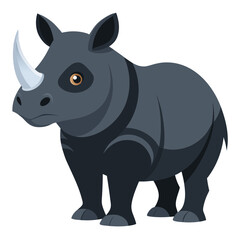 Illustration of a strong rhinoceros standing tall, showcasing its powerful build and distinctive horn