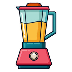 Illustration of a pink blender with orange juice inside, , ideal for healthy eating and kitchen appliance themes