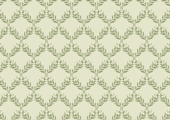 葉っぱのツタのダマスク柄緑