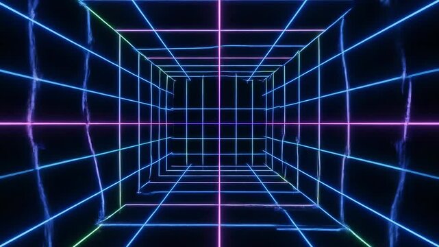 Digital technology business concept: Abstract blue vector illustration with futuristic lines, data, and light pattern