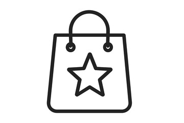 Shopping bag with star icon vector illustration. Concept for favorite choice, best buy, VIP offer. Simple outline for loyalty program, retail, sale, purchase, and ecommerce.