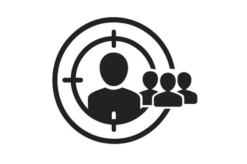Target market icon with focus on customer audience. Niche marketing concept and business strategy for lead generation. Consumer segmentation, demographic analysis vector symbol.