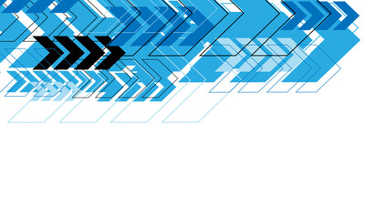 Abstract blue black arrow direction geometric design modern on white blank space background vector