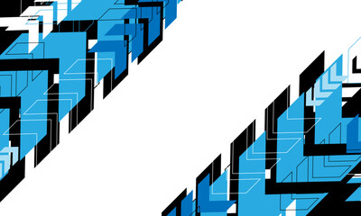 Abstract blue black arrow direction geometric design modern on white blank space background vector