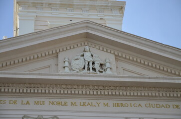 White facade of the town hall of the city of Cadiz. Andalusia