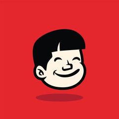 Cartoon boy face illustration with neutral expression, bold lines, and flat vector style. Perfect for mascot, avatar, sticker, branding, and character design. EPS vector file
