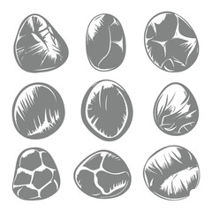 Collection of stylized stones and rocks illustration