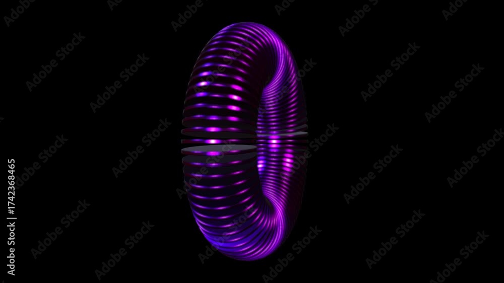 Wall mural 3D Shiny Metallic Disk Circle Animation on Black Background with Luxury Reflections and Smooth Rotating Motion, Abstract Futuristic Loop Video Design