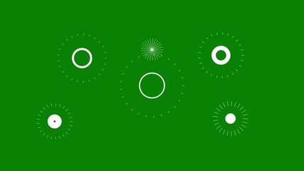 Motion graphic fireworks line burst animation, glowing ellipse blast with shiny pop-up explosion effect, circle bursting firework motion graphics, festival cut-out animation on green screen background