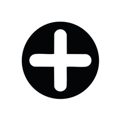 Obraz premium Simple Black Circle with White Plus Symbol Design Health Medical Care Addition