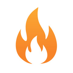 Orange flame icon symbol isolated abstract heat fire element