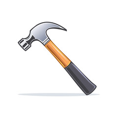 Illustration of an Isolated Hammer with a Wooden Handle for Construction Work