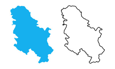 Serbia Country Map Vector. Blue Silhouette and Outline Style