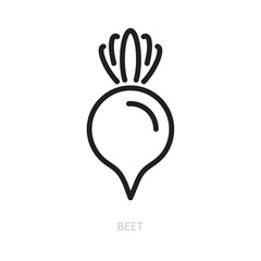 Beet line icon. Vegetable symbol. Food concept. Isolated on a white background. Flat design. Editable stroke. Vector illustration.