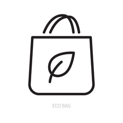 Eco bag line icon, symbol. Ecology, environment concept. Isolated on a white background. Editable stroke. Flat design. Vector illustration.