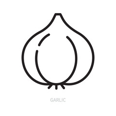 Garlic line icon. Vegetable symbol. Food concept. Isolated on a white background. Flat design. Editable stroke. Vector illustration.