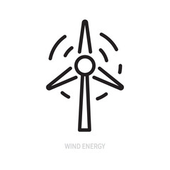 Wind energy line icon, symbol. Ecology, environment concept. Isolated on a white background. Editable stroke. Flat design. Vector illustration.