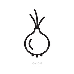 Onion line icon. Vegetable symbol. Food concept. Isolated on a white background. Flat design. Editable stroke. Vector illustration.