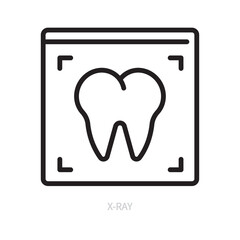 X-ray tooth line icon. Dental symbol. Dentistry, stomatology, medicine, hygiene concept. Isolated on a white background. Editable stroke. Flat design. Vector illustration.