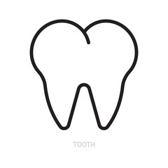 Tooth line icon. Dental symbol. Dentistry, stomatology, medicine, hygiene concept. Isolated on a white background. Editable stroke. Flat design. Vector illustration.