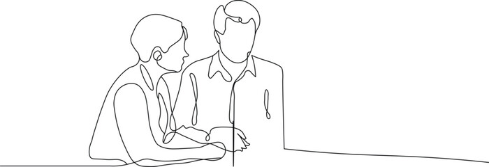 Dynamic line art conveying collaboration between two people, perfect for illustrating teamwork, communication, and creative problem-solving with a touch of minimalism
