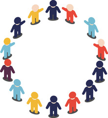Diverse People Holding Hands in Circle Symbolizing Unity and Community Connection Vector Illustration 