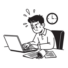 Stressed Office Worker Struggling with Tight Deadlines
