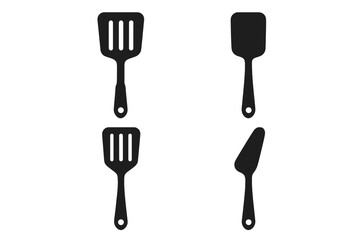 Spatula vector icon set isolated on white background, kitchen cooking utensils, flat design illustration with transparent background, cooking tool collection for culinary use