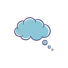 Blue comic thought bubble cloud illustration. Thinking, dream, or idea concept icon vector.