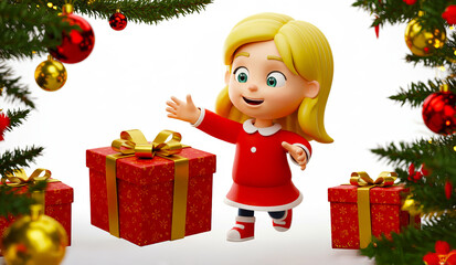クリスマスプレゼントをもらい笑顔の子供たち