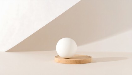 Minimalist Sphere on Wooden Stand - A Study in Simplicity.