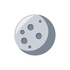 Obraz premium Cartoon illustration of a full moon with craters in shades of gray, lunar, flat design.