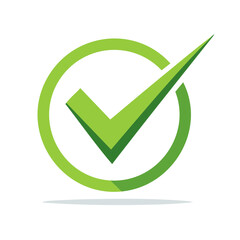 Green check mark icon in a circle. Approved, correct, and passed symbol vector illustration.