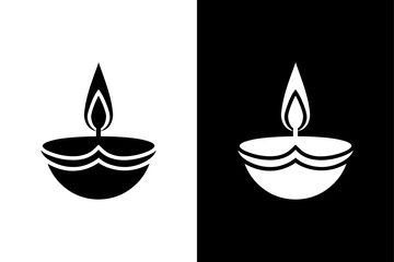 Simple Monochrome Diya Vector for Festival of Lights.