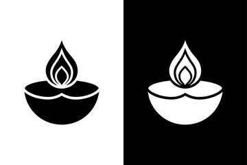 Flat Diwali Oil Lamp Icon for Celebration Concept.