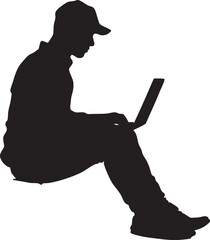 silhouette of a person using laptop
