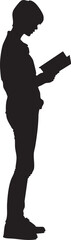 silhouette of a person reading book 