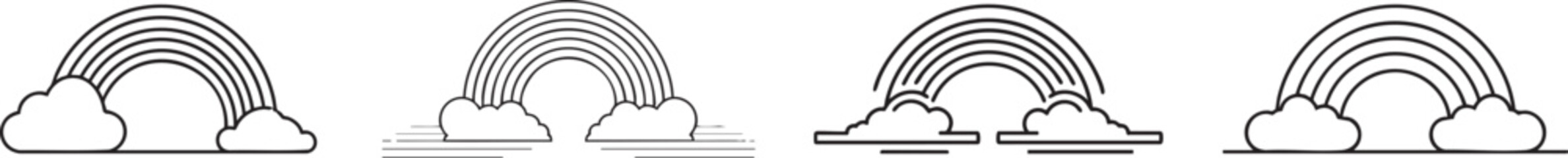 set of  outline weather icons - rainbow, minimal style