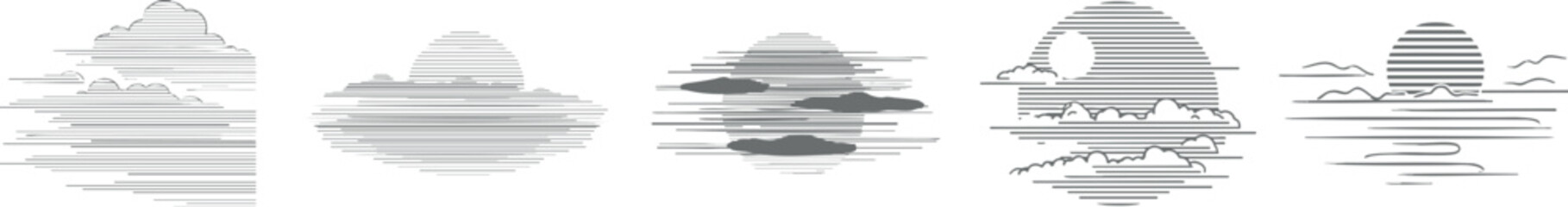 set of outline weather icon fog,  minimal style