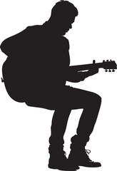 silhouette of a person playing guitar 