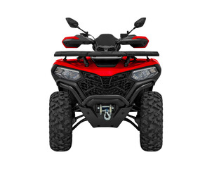 Front view Red ATV 4 wheels drive isolated on white background © Supachai