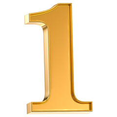 Luxurious shiny golden three-dimensional number one, symbolizing success, achievement, victory, premium quality, and excellence.